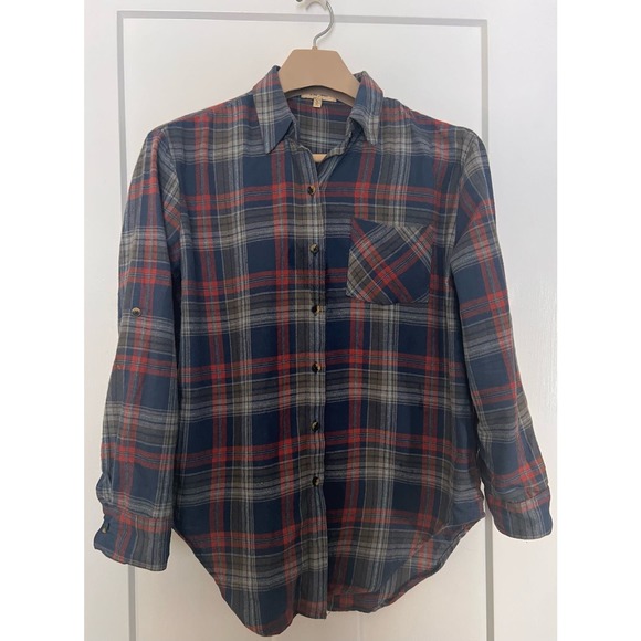 Love Notes Flannel Shirt Plaid Womens‎ Small 100% Cotton - Picture 1 of 9
